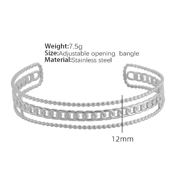 Niche Vintage Cuban Chain 316L Stainless Steel Ring Bracelet Golden Geometric Design 18K Gold Plated