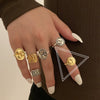 Fashion Trendy Index Finger Ring Retro Gold Ring Women's Simple Cold Style Jewelry