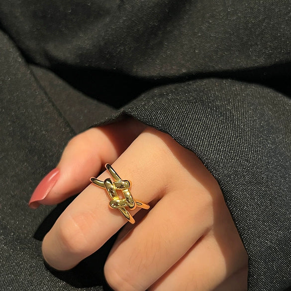 Fashion Trendy Index Finger Ring Retro Gold Ring Women's Simple Cold Style Jewelry