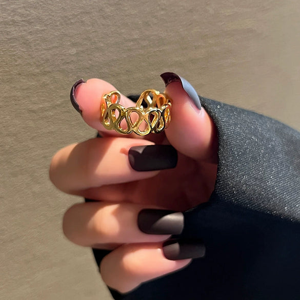 Fashion Trendy Index Finger Ring Retro Gold Ring Women's Simple Cold Style Jewelry