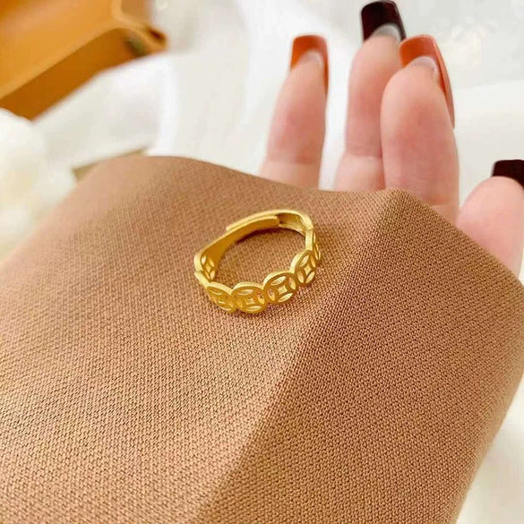Fashion Trendy Index Finger Ring Retro Gold Ring Women's Simple Cold Style Jewelry