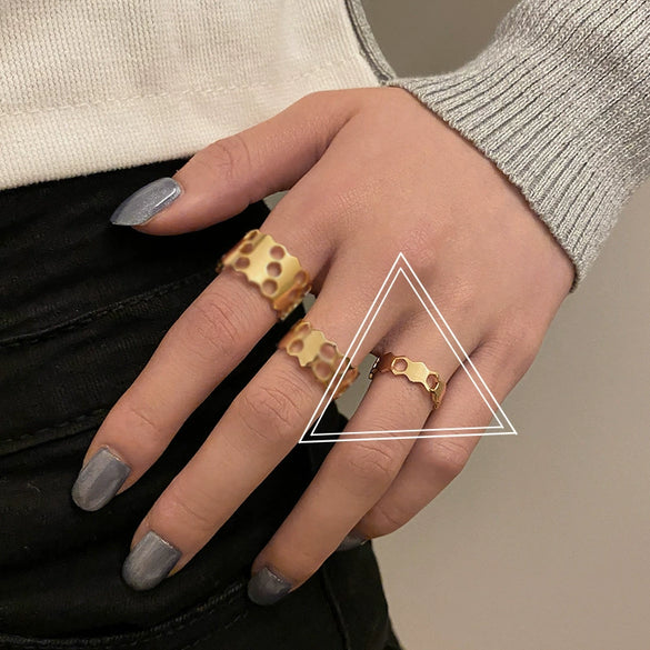 Fashion Trendy Index Finger Ring Retro Gold Ring Women's Simple Cold Style Jewelry
