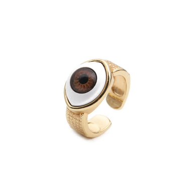 Gooddiy Fashion Eye Micro-inlaid Zircon Copper Open Ring Wholesale Jewelry