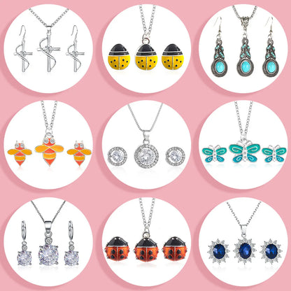 Gooddiy Fashion Geometric Diamond Necklace Earrings Ring Combination Set Wholesale Jewelry