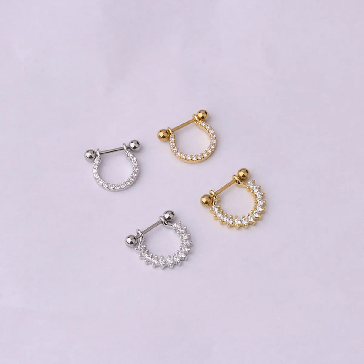 Fashion Geometric Plating Metal Artificial Gemstones Earrings Ear Studs