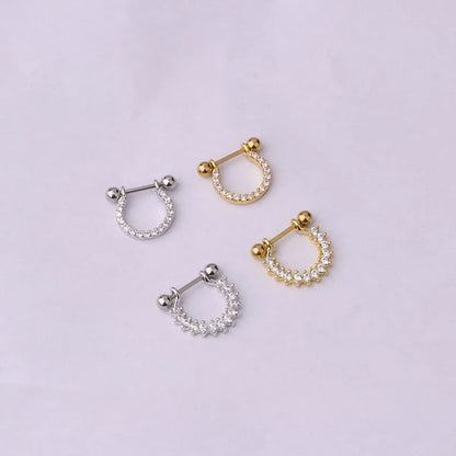 Fashion Geometric Plating Metal Artificial Gemstones Earrings Ear Studs