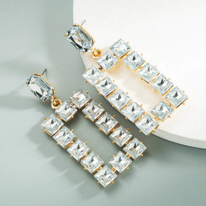 Nihaojewelry Fashion Square Glass Diamond Earrings Wholesale Jewelry