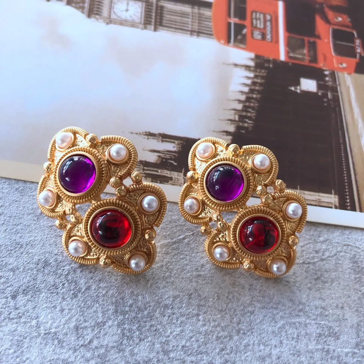 Nihaojewelry Jewelry Wholesale Colored Diamonds Drip Glaze Electroplated Ear Clips