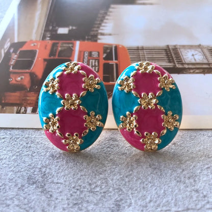 Nihaojewelry Jewelry Wholesale Colored Diamonds Drip Glaze Electroplated Ear Clips