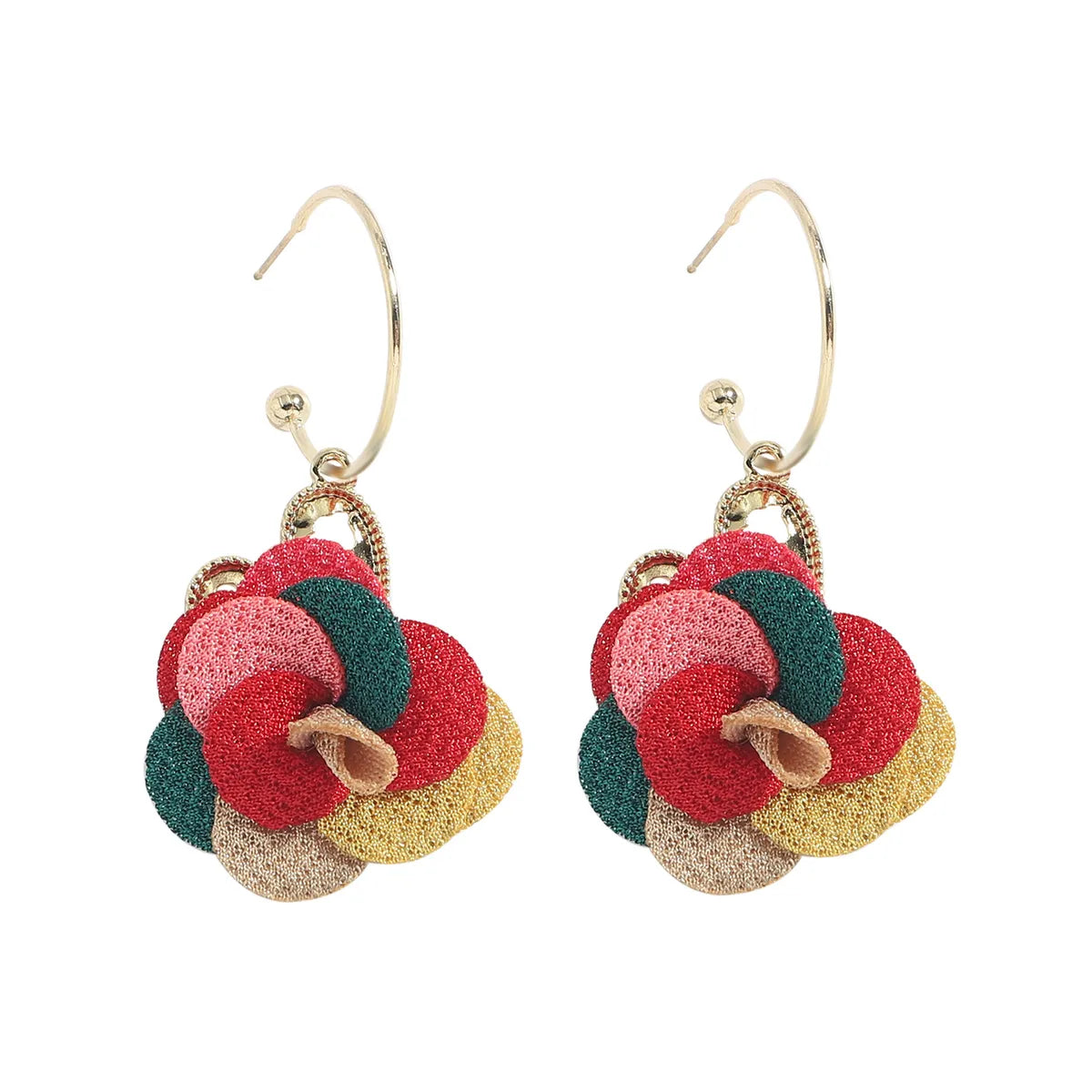 Nihaojewelry Jewelry Wholesale New Ethnic Style Fabric Flower Earrings