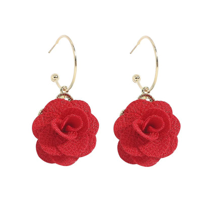 Nihaojewelry Jewelry Wholesale New Ethnic Style Fabric Flower Earrings