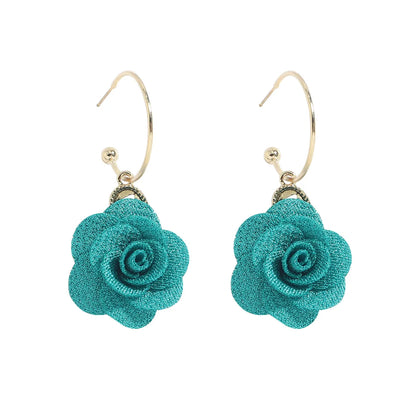 Nihaojewelry Jewelry Wholesale New Ethnic Style Fabric Flower Earrings