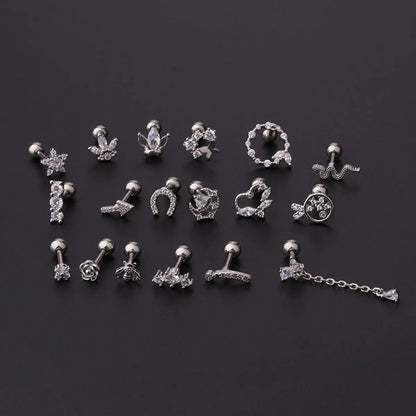 Fashion Geometric Plating Metal Artificial Gemstones Earrings Ear Studs