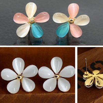 Gooddiy Korean Style Cute Opal Flower Earrings Wholesale Jewelry