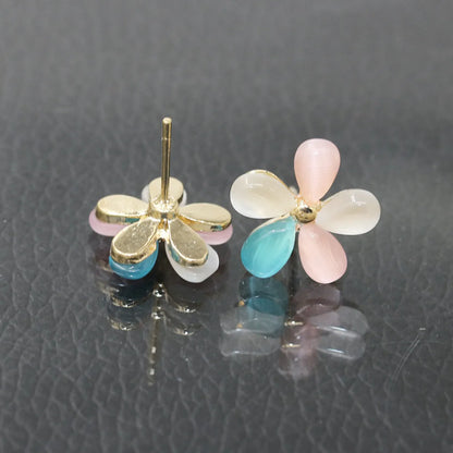 Gooddiy Korean Style Cute Opal Flower Earrings Wholesale Jewelry