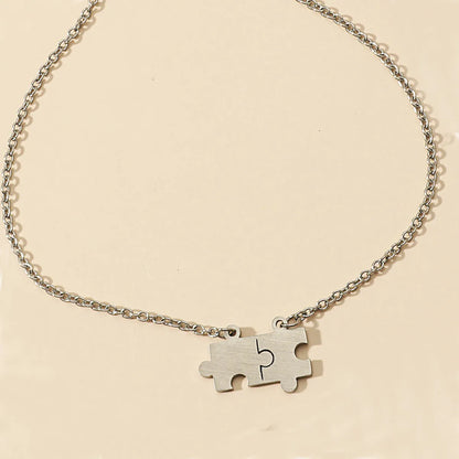 Gooddiy Simple Style Stainless Steel Puzzle Necklace Wholesale Jewelry