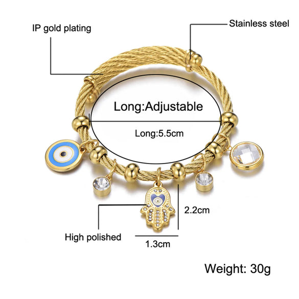 Gooddiy Stainless Steel Palm Evil Eye Bracelet Wholesale Jewelry