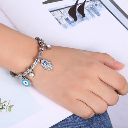 Nihaojewelry Stainless Steel Palm Evil Eye Bracelet Wholesale Jewelry