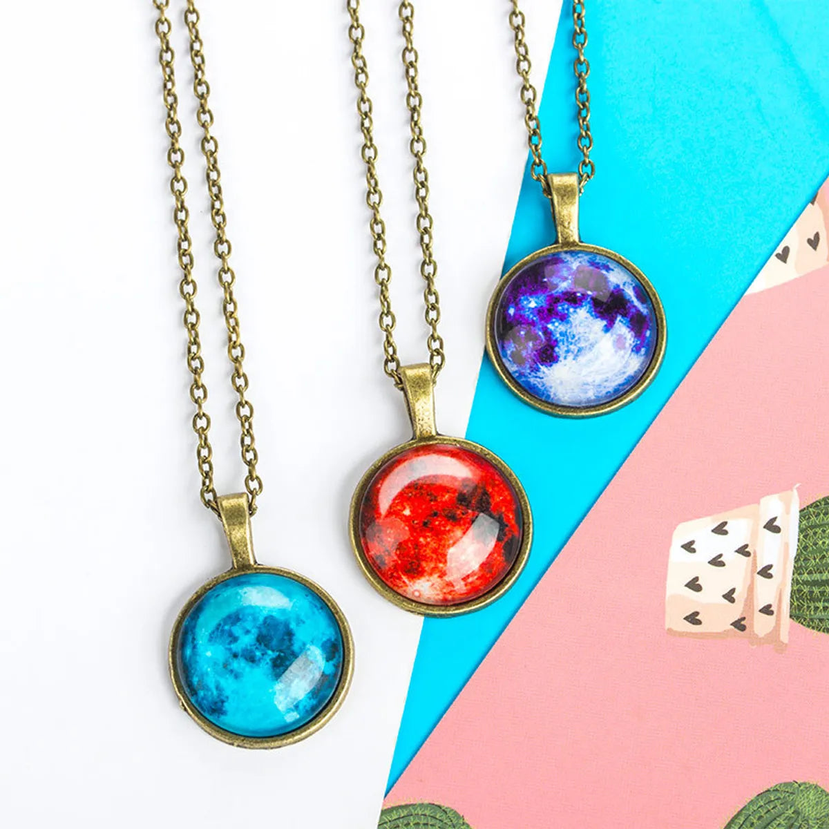 Gooddiy Universe Starry Sky Gem Luminous Pendant Necklace Wholesale Jewelry