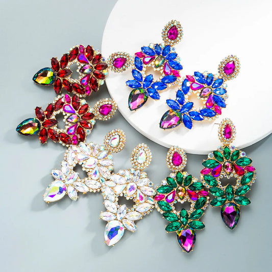 Gooddiy Wholesale Jewelry Alloy Colorful Diamond Water Drop Earrings