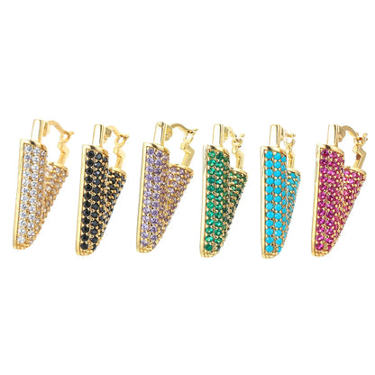 Gooddiy Wholesale Jewelry Colored Micro-inlaid Zircon Inverted Triangle Copper Earrings