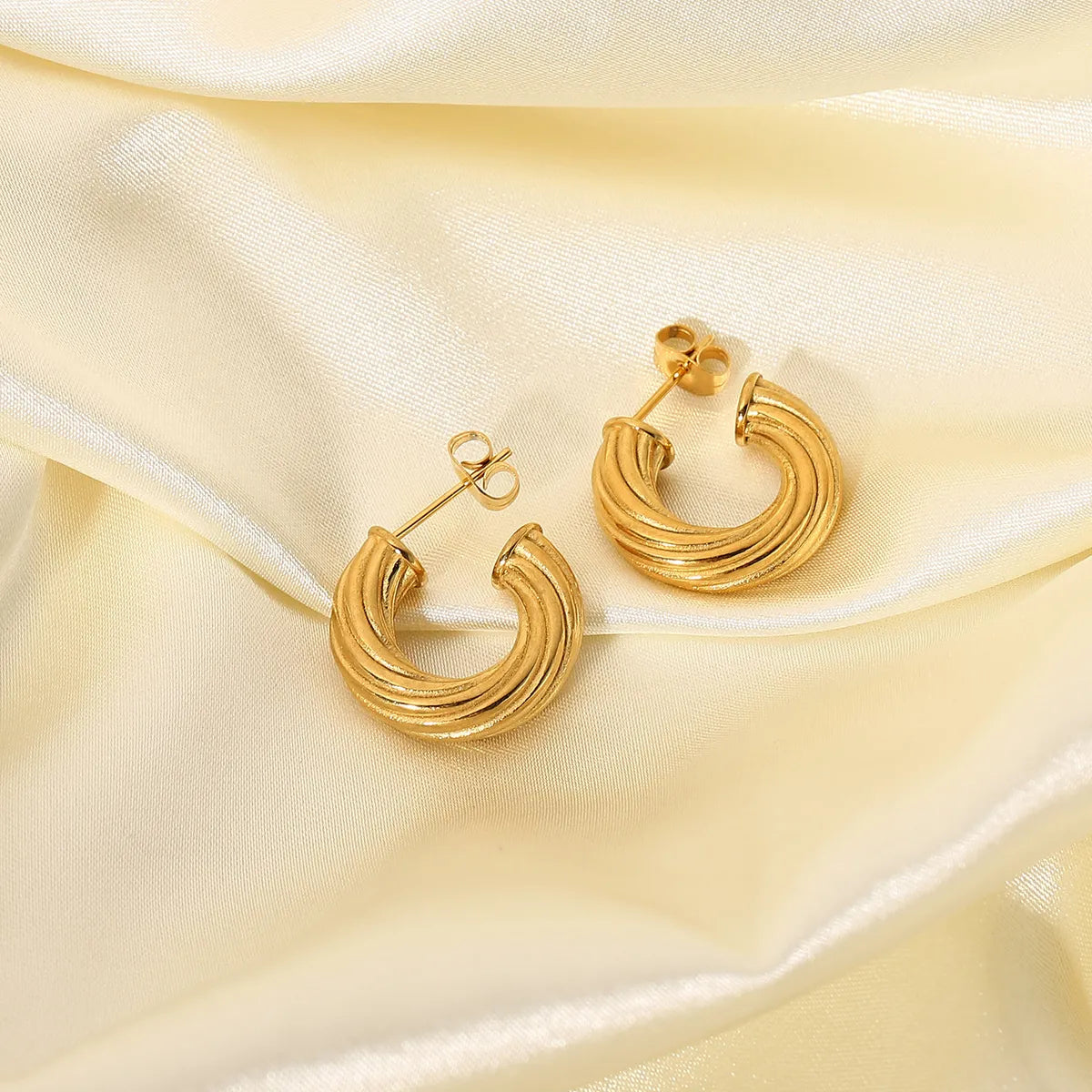 Gooddiy Wholesale Jewelry Fashion 18k Gold-plated Stainless Steel Twisted Earrings