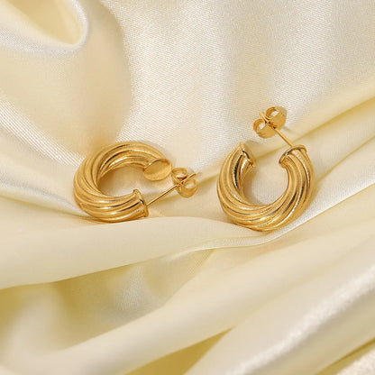 Gooddiy Wholesale Jewelry Fashion 18k Gold-plated Stainless Steel Twisted Earrings