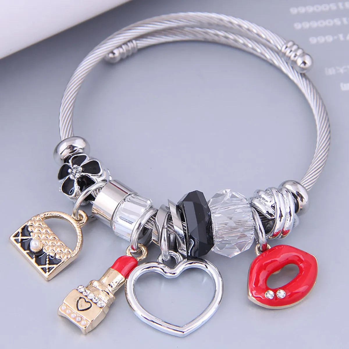 Nihaojewelry Wholesale Jewelry Fashion Metal Bag Lipstick Heart Lips Multi-Element Pendant Bracelet