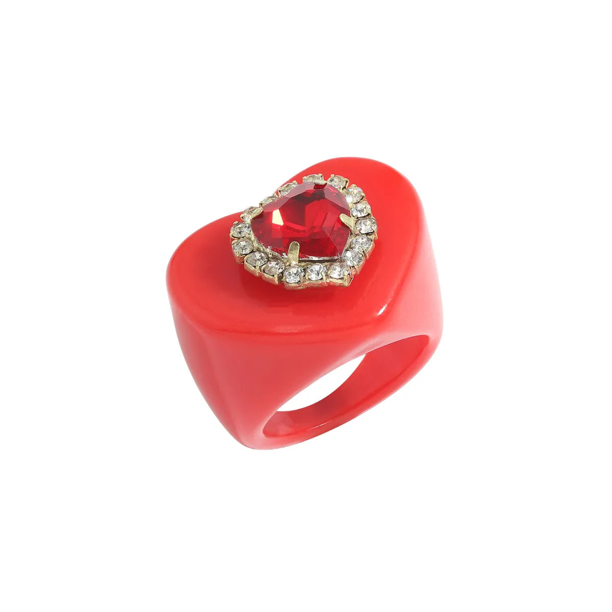 Gooddiy Wholesale Jewelry New Style Simple Color Resin Heart Diamond Ring