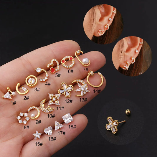 Gooddiy Wholesale Jewelry New Style Thin Rod Stainless Steel Screw Ball Stud Earrings