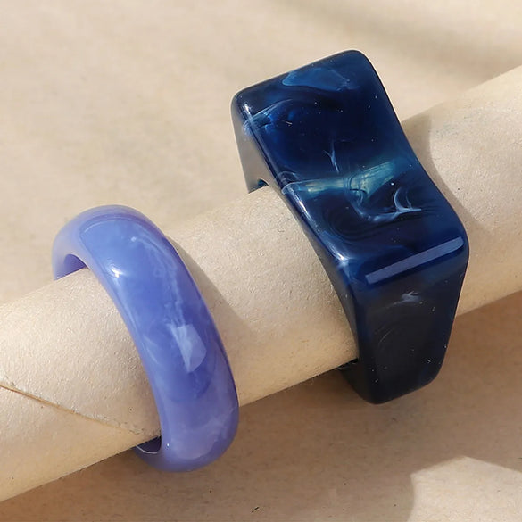 Gooddiy Wholesale Jewelry Simple Geometric Resin Ring Set