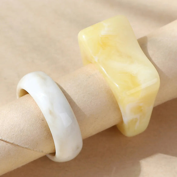 Gooddiy Wholesale Jewelry Simple Geometric Resin Ring Set