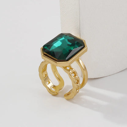 Gooddiy Wholesale Jewelry Simple Square Gem Alloy Open Ring