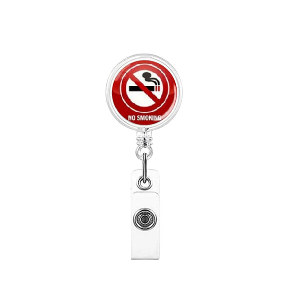 No Smoking Reminder Patch Retractable Clip Badge Key Chain In Abs Material With Modern Art Style
