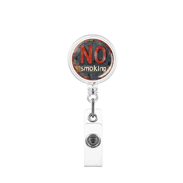 No Smoking Reminder Patch Retractable Clip Badge Key Chain In Abs Material With Modern Art Style