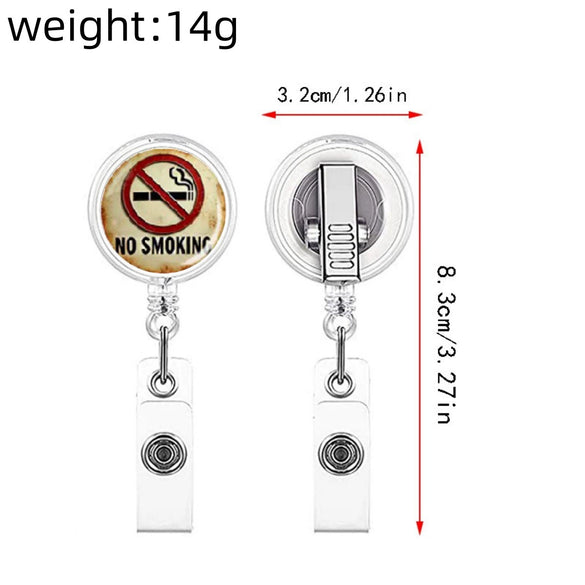 No Smoking Reminder Patch Retractable Clip Badge Key Chain In Abs Material With Modern Art Style