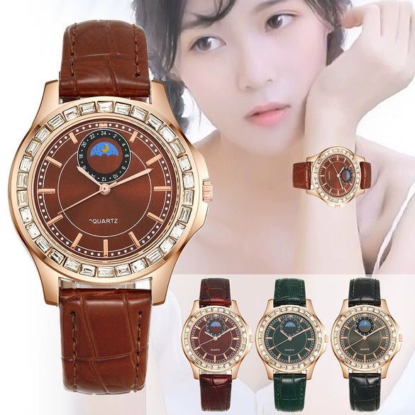 Non Mechanical Quartz Belt Watch For Men And Women Alloy Case Imitation Leather Strap Stainless Steel Clasp Round Dial Business Style
