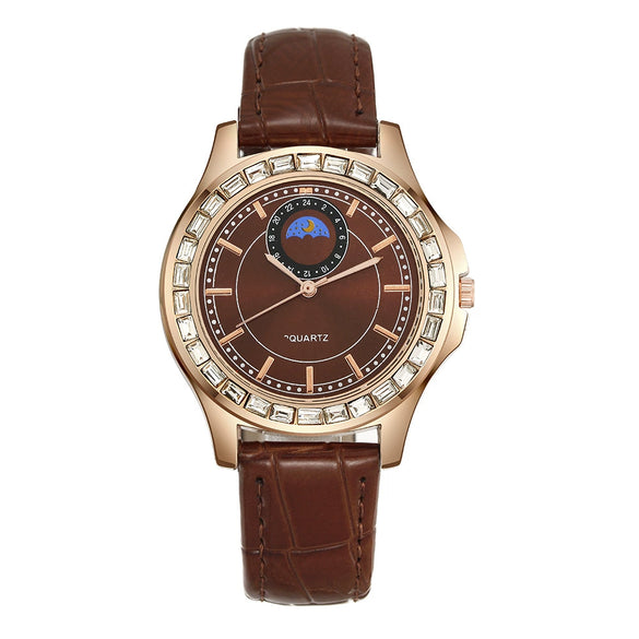 Non Mechanical Quartz Belt Watch For Men And Women Alloy Case Imitation Leather Strap Stainless Steel Clasp Round Dial Business Style