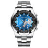 Nonmechanical Men's Watch With Large Round Dial Stainless Steel Band Alloy Case Business Style