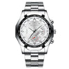 Nonmechanical Men's Watch With Large Round Dial Stainless Steel Band Alloy Case Business Style