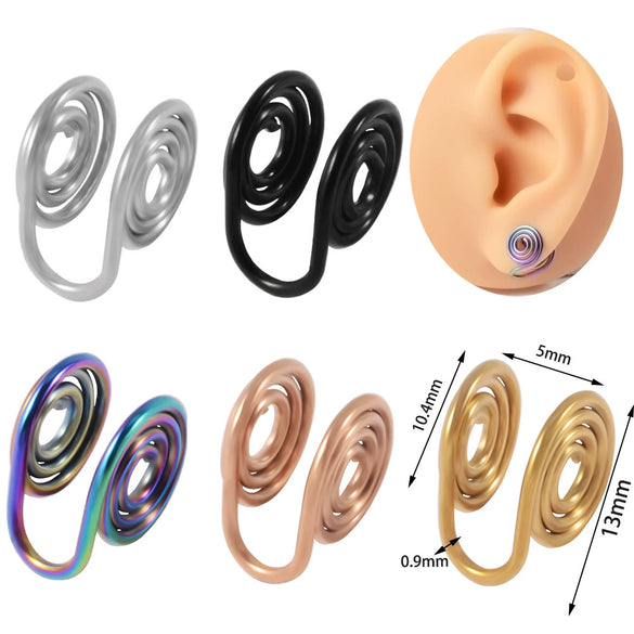 Nonpierced Ear Clip Stainless Steel Multilayer Electroplated Geometric Simple Unisex Earrings