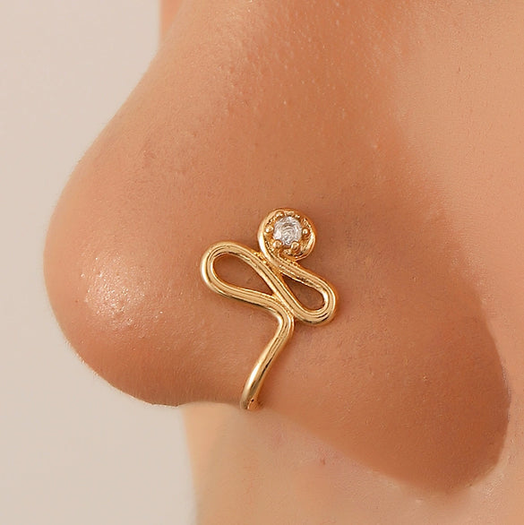 Nonpierced Ushaped Nose Clip Copper Inlaid Zircon Geometric Style Electroplated Women's Accessory