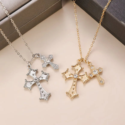 Nordic Style Baroque Style Cross Rhinestones Alloy Wholesale Pendant Necklace