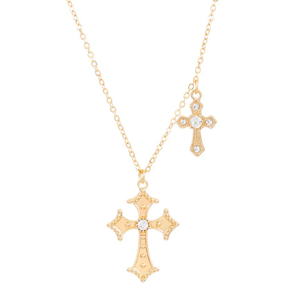 Nordic Style Baroque Style Cross Rhinestones Alloy Wholesale Pendant Necklace