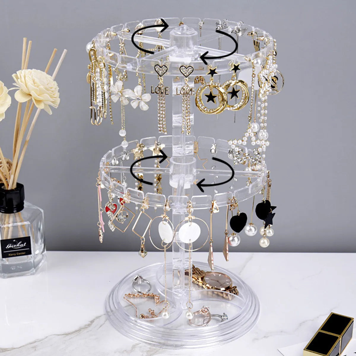 Nordic Style Geometric Plastic Layered Transparent Jewelry Rack