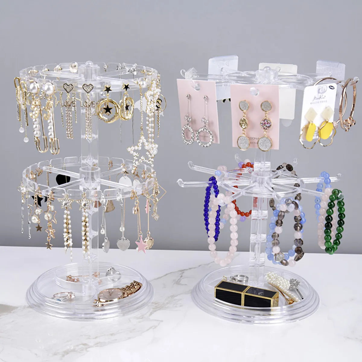 Nordic Style Geometric Plastic Layered Transparent Jewelry Rack