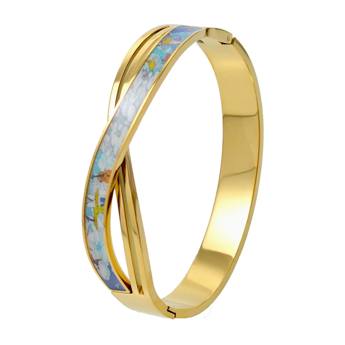 Nordic Style Luxurious Artistic Colorful Titanium Steel Gold Plated Titanium Steel Bangle In Bulk