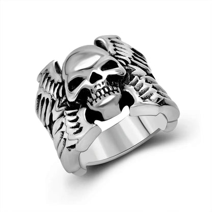 Nordic Style Retro Punk Skull 304 Stainless Steel Polishing Men'S Rings