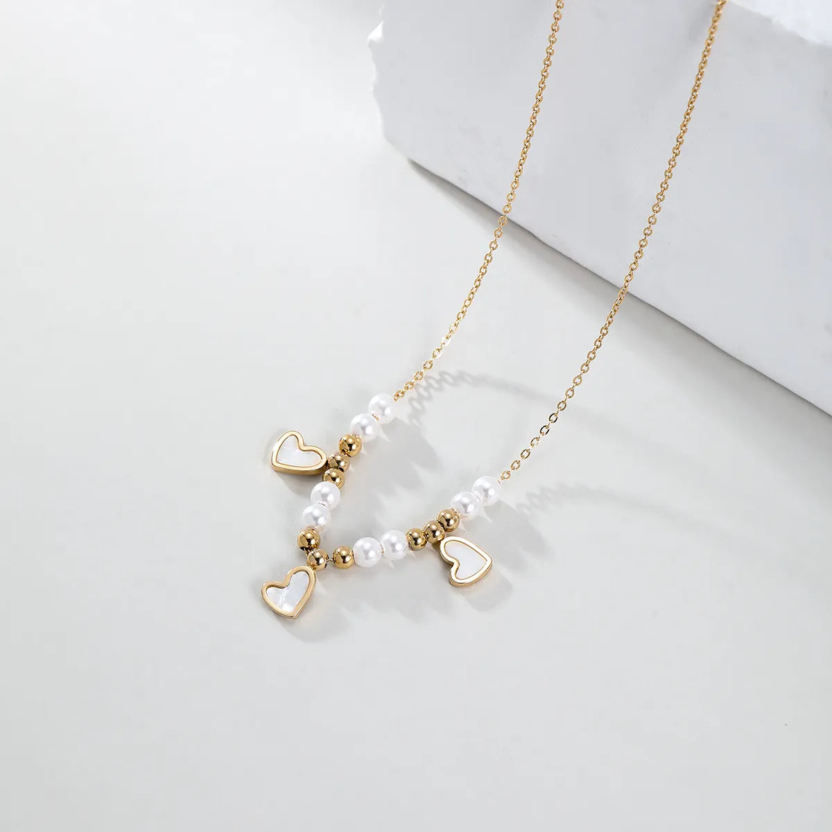 Nordic Style Romantic Heart Shape Stainless Steel Plastic Plating 18k Gold Plated Necklace