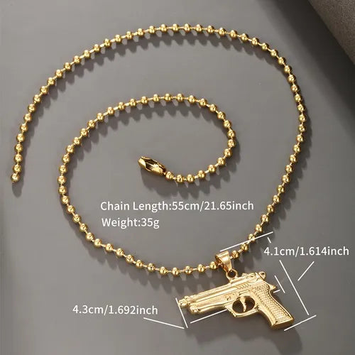 304 Stainless Steel 18K Gold Plated Nordic Style XUPING Plating Pistol Artificial Gemstones Pendant Necklace